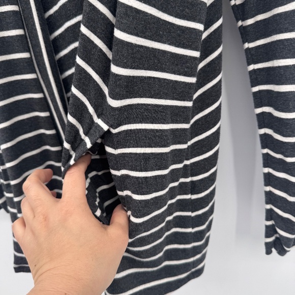 41 Hawthorn Cardigan Women 2X Gray White Striped Long Sleeve Stretch Topper - Picture 7 of 13